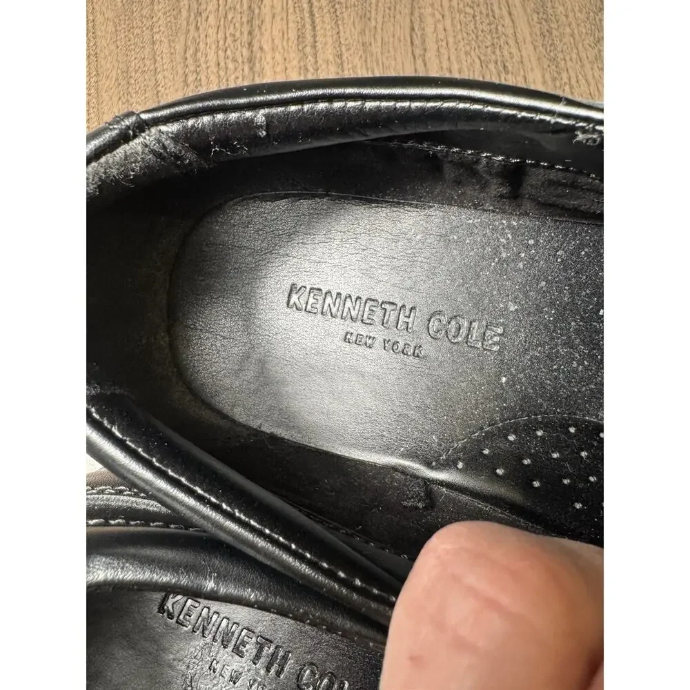 Kenneth Cole Black Leather Slip-on Men’s Dress Shoes Square‎ Toe 8.5